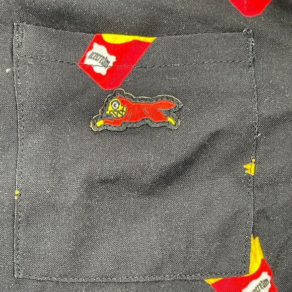 Ice Cream Hawaiian Shirt Boys 9/10 Black French Fry Print Rayon Logo Button Up - Picture 4 of 10